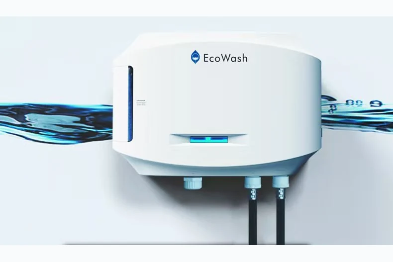Manufacturer-supplied photo of the wall-mounted system above a front-load washer